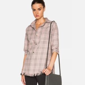 Current Elliott Prep School Plaid Shirt Fringe Hem Long Sleeves Size 0